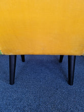 Load image into Gallery viewer, Armchair Upholstered In Yellow Velvet And Embroidered With Colourful Flowers