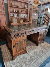 Load image into Gallery viewer, Oak Twin Pedestal Partners Desk Old Charm By Woods Brothers With Original Keys