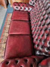 Load image into Gallery viewer, Vintage Highback Three Seater Chesterfield Sofa In Leather