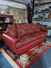 Load image into Gallery viewer, Antique Edwardian Red Leather And Upholstered Sofa