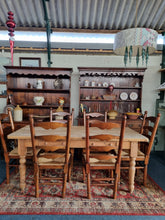 Load image into Gallery viewer, Farmhouse Pine Scrub Top Kitchen Dining Table With Two Drawers