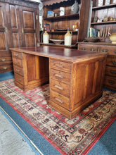 Load image into Gallery viewer, Substantial Early 20th Century Oak Twin Pedestal Desk