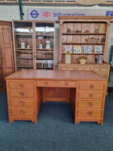 Load image into Gallery viewer, Oak Twin Pedestal Writing Desk