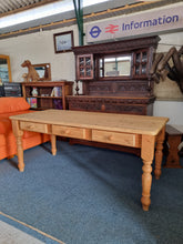 Load image into Gallery viewer, Vintage Farmhouse Scrub Top Pine Dining Table With Three Drawers - Charlotte Rose Interiors