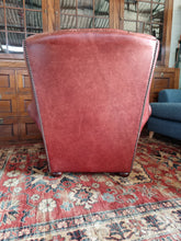 Load image into Gallery viewer, Vintage Leather Button Back Arm Chair
