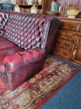 Load image into Gallery viewer, Vintage Highback Three Seater Chesterfield Sofa In Leather
