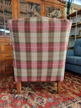 Load image into Gallery viewer, Wing Back Arm Chair In A Tartan Fabric