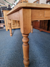 Load image into Gallery viewer, Vintage Pine Farmhouse Scrub Top Dining/Kitchen Table With A Drawer - Charlotte Rose Interiors
