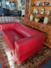 Load image into Gallery viewer, Red Leather Low Back Sofa