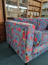 Load image into Gallery viewer, Large Velvet Sofa Upholstered In A Bird Of Paradise Velvet Fabric In Blue