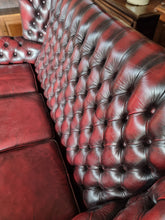 Load image into Gallery viewer, Vintage Highback Three Seater Chesterfield Sofa In Leather