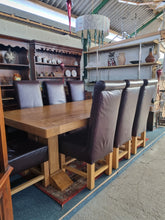 Load image into Gallery viewer, Oak Dining Table and Eight Chairs HUGE
