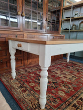 Load image into Gallery viewer, Oak Farmhouse Kitchen Dining Table With Drawer