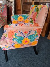 Load image into Gallery viewer, Armchair Upholstered With Decorative Hand Crewel Work Of Flowers