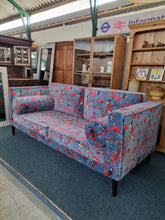 Load image into Gallery viewer, Large Velvet Sofa Upholstered In A Bird Of Paradise Velvet Fabric In Blue