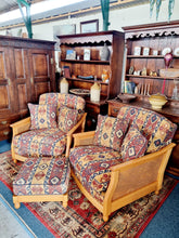 Load image into Gallery viewer, Pair Of Ercol Bergere Solid Ash Armchairs & Footstool