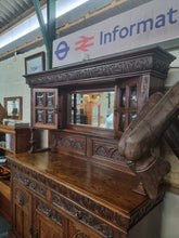 Load image into Gallery viewer, Antique Edwardian Carved Oak Court Cupboard