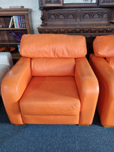 Load image into Gallery viewer, Pair Of Tangerine Leather Art Deco Style Leather Chairs - Charlotte Rose Interiors