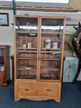 Load image into Gallery viewer, Vintage Glazed Stripped Pine Display Cabinet