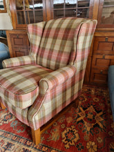 Load image into Gallery viewer, Wing Back Arm Chair In A Tartan Fabric