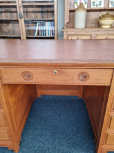 Load image into Gallery viewer, Oak Twin Pedestal Writing Desk