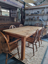 Load image into Gallery viewer, Vintage Substantial Pine Farmhouse Scrub Top Dining/Kitchen Table