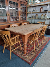 Load image into Gallery viewer, Pine Farmhouse Scrub Top Kitchen Dining Table & Six Dining Chairs