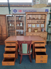Load image into Gallery viewer, Oak Twin Pedestal Writing Desk