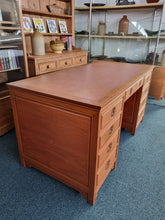 Load image into Gallery viewer, Oak Twin Pedestal Writing Desk