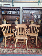 Load image into Gallery viewer, Beech Carver Dining/Kitchen Chairs Set Of Four