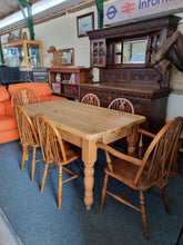 Load image into Gallery viewer, Vintage Farmhouse Scrub Top Pine Dining Table With A Drawer At Each End - Charlotte Rose Interiors
