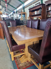 Load image into Gallery viewer, Oak Dining Table and Eight Chairs HUGE