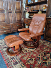 Load image into Gallery viewer, Stressless Ekornes Reclining Leather Chair & Footstool