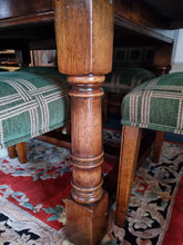 Load image into Gallery viewer, Oak Dining Table And Six Upholstered Dining Chairs