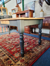 Load image into Gallery viewer, Farmhouse Vintage Scrub Top Pine Dining Table With Painted Legs And Two Drawers