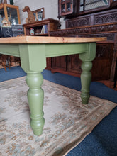 Load image into Gallery viewer, Vintage Pine Farmhouse Scrub Top Dining table with Painted Legs