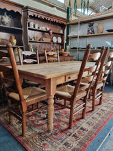 Load image into Gallery viewer, Farmhouse Pine Scrub Top Kitchen Dining Table With Two Drawers