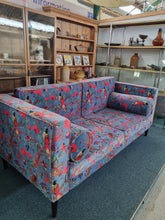 Load image into Gallery viewer, Large Velvet Sofa Upholstered In A Bird Of Paradise Velvet Fabric In Blue