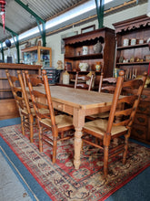 Load image into Gallery viewer, Farmhouse Pine Scrub Top Kitchen Dining Table With Two Drawers