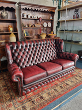Load image into Gallery viewer, Vintage Highback Three Seater Chesterfield Sofa In Leather