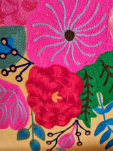 Load image into Gallery viewer, Armchair Upholstered In Yellow Velvet And Embroidered With Colourful Flowers