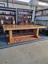 Load image into Gallery viewer, Oak Dining Table and Eight Chairs HUGE