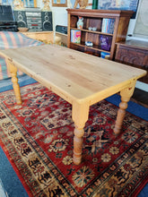 Load image into Gallery viewer, Farmhouse Vintage Scrub Top Pine Dining Table With A Single Drawer