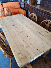 Load image into Gallery viewer, Vintage Farmhouse Scrub Top Pine Dining Table With A Drawer At Each End - Charlotte Rose Interiors