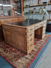 Load image into Gallery viewer, Antique Oak Partner's Desk Early 20th Century