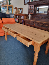 Load image into Gallery viewer, Vintage Farmhouse Scrub Top Pine Dining Table With Three Drawers - Charlotte Rose Interiors