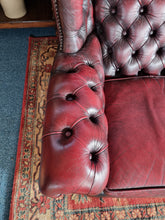 Load image into Gallery viewer, Vintage Highback Three Seater Chesterfield Sofa In Leather