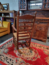 Load image into Gallery viewer, Solid Oak Rocking Chair With Rush Seat - Charlotte Rose Interiors