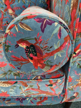 Load image into Gallery viewer, Large Velvet Sofa Upholstered In A Bird Of Paradise Velvet Fabric In Blue