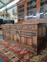 Load image into Gallery viewer, Carved Oak Dresser Base In The Style Of Titchmarsh And Goodwin